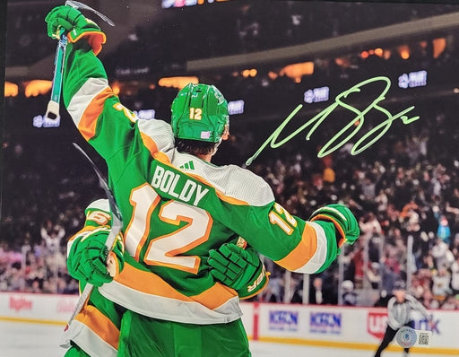 Matt Boldy 'Celebrating' Signed 11x14 Photo