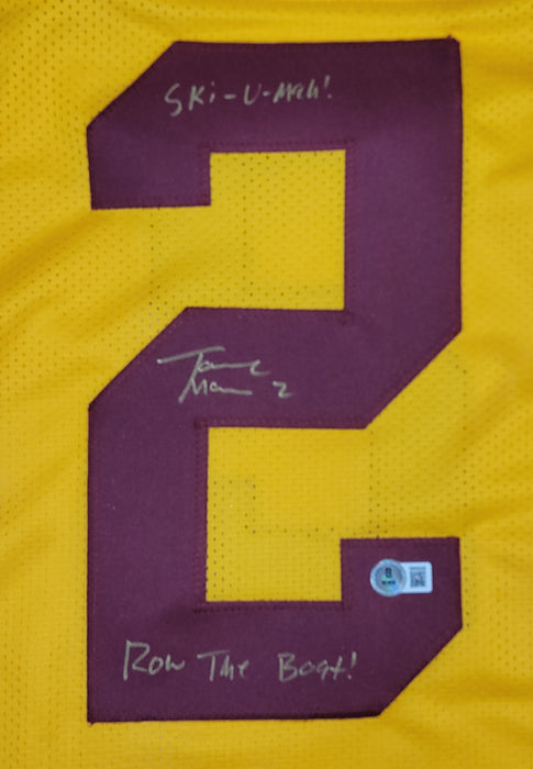 Tanner Morgan Signed Custom Gold Football Jersey w/ Inscriptions