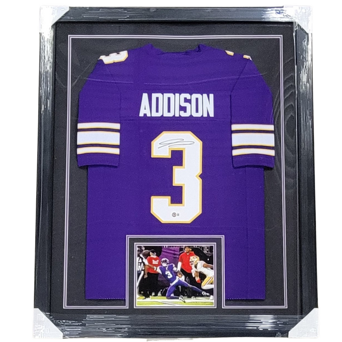 Jordan Addison Signed & Professionally Framed Custom Purple Football Jersey