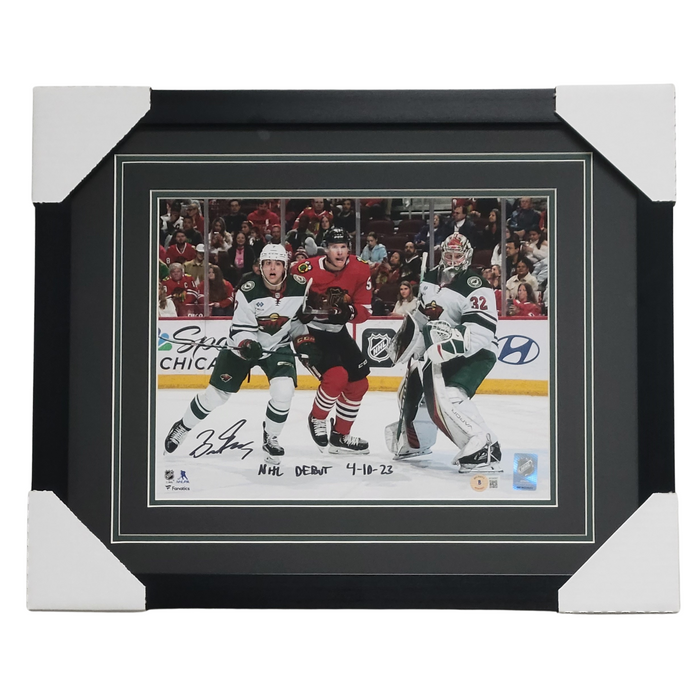 Brock Faber 'NHL Debut' Signed & Professionally Framed 11x14 Photo #2 w/ Inscription
