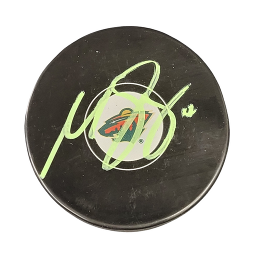 Matt Boldy Signed Wild Logo Puck