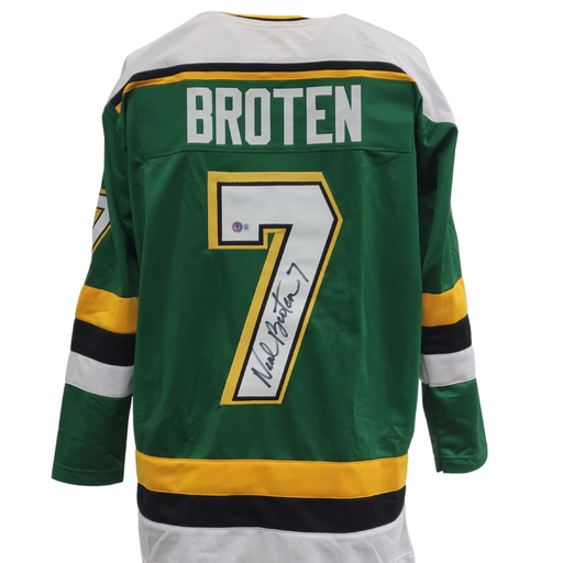 Neal Broten Signed Custom Green Hockey Jersey