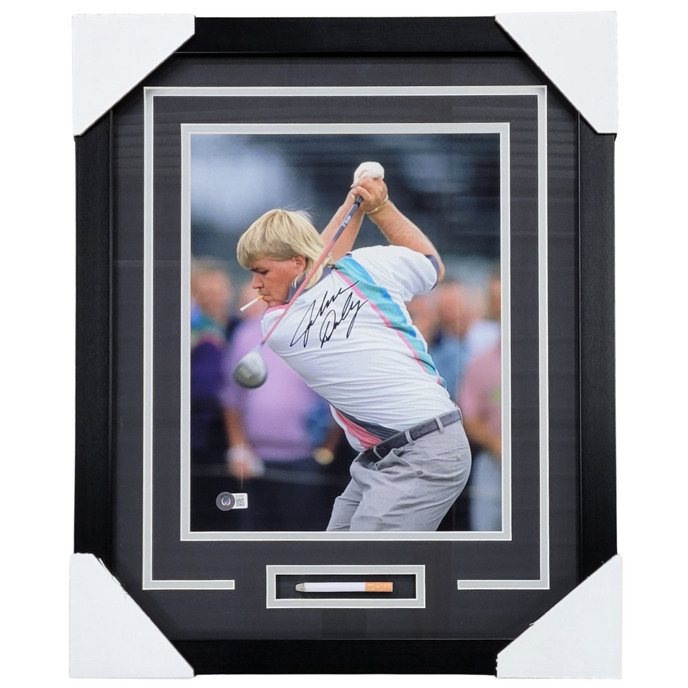 John Daly Signed & Professionally Framed 11x14 Replica Cigarette Display w/ Black Border