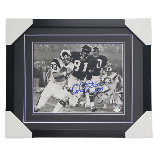Carl Eller Professionally Framed Autographed Black & White Pursuit 11x14 Photo #3 w/HOF 04