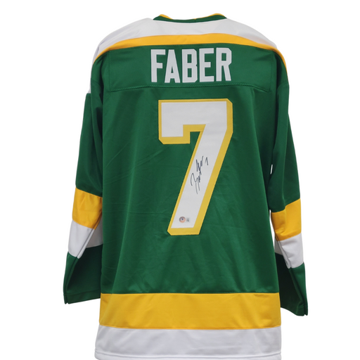 Brock Faber Signed Custom Green Retro Hockey Jersey