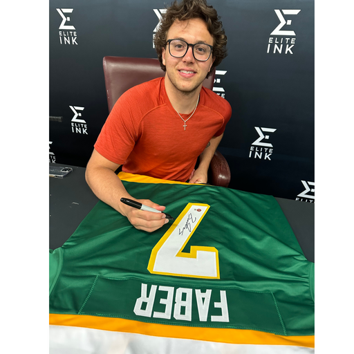 Brock Faber Signed Custom Green Retro Hockey Jersey