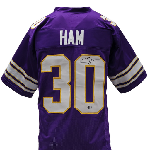 CJ Ham Signed Custom Throwback Football Jersey