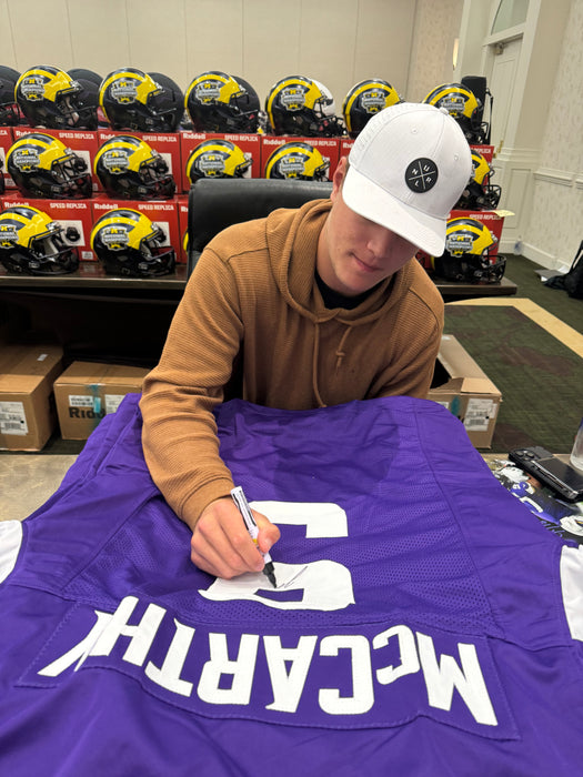 JJ McCarthy Signed Custom Purple Football Jersey