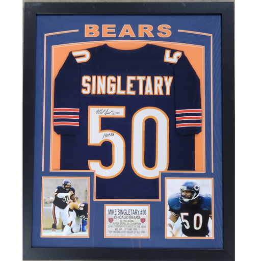 Mike Singletary Signed & Professionally Framed Custom Navy Football Jersey