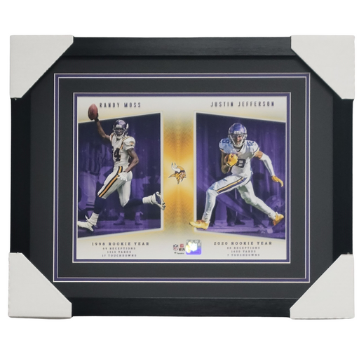 Randy Moss & Justin Jefferson Rookie Stats Professionally Framed 11x14 Photo Unsigned