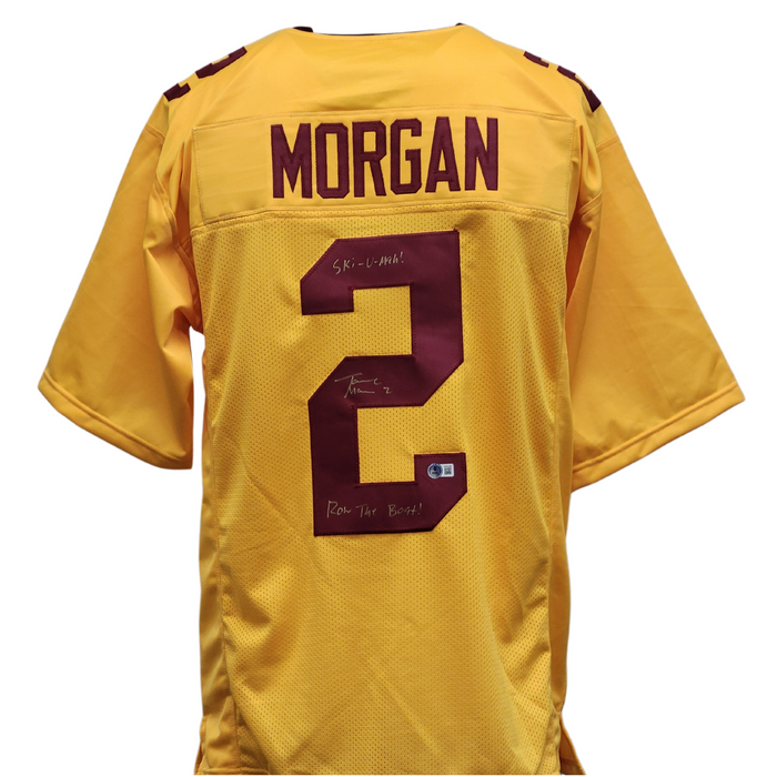 Tanner Morgan Signed Custom Gold Football Jersey w/ Inscriptions