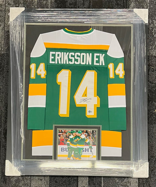 Joel Eriksson Ek Signed & Professionally Framed Custom Green Retro Hockey Jersey