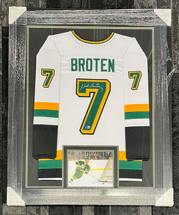 Neal Broten Signed & Professionally Framed Custom White Hockey Jersey