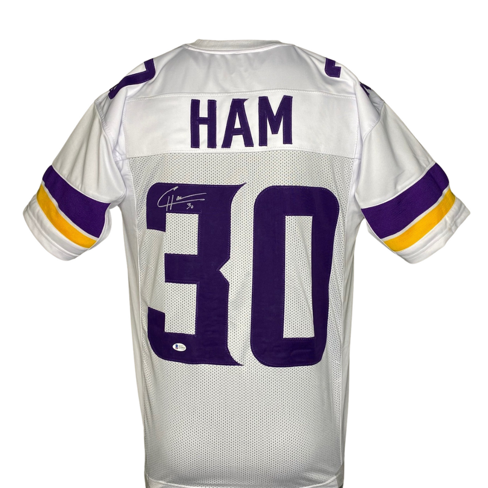 CJ Ham Signed Custom White Football Jersey