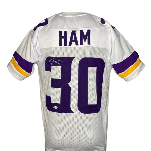 CJ Ham Signed Custom White Football Jersey