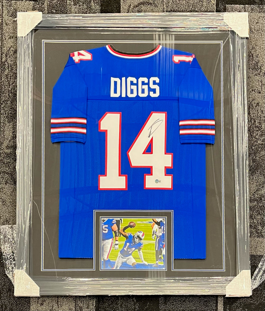 Stefon Diggs Signed & Professionally Framed Custom Blue Football Jersey