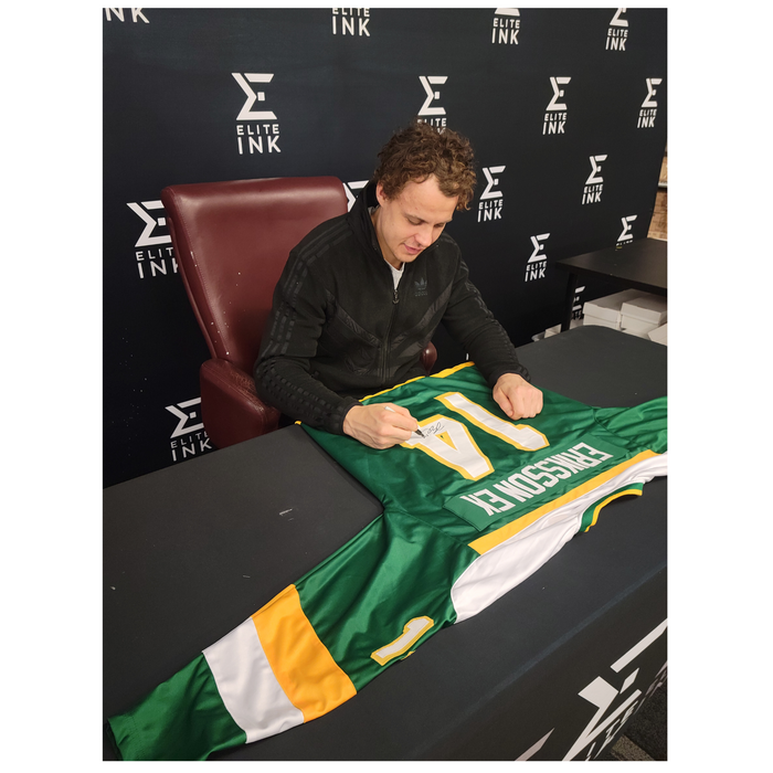 Joel Eriksson Ek Signed Custom Green Retro Hockey Jersey