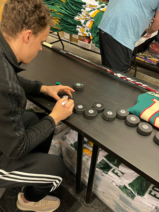 Joel Eriksson Ek Signed Wild Logo Puck