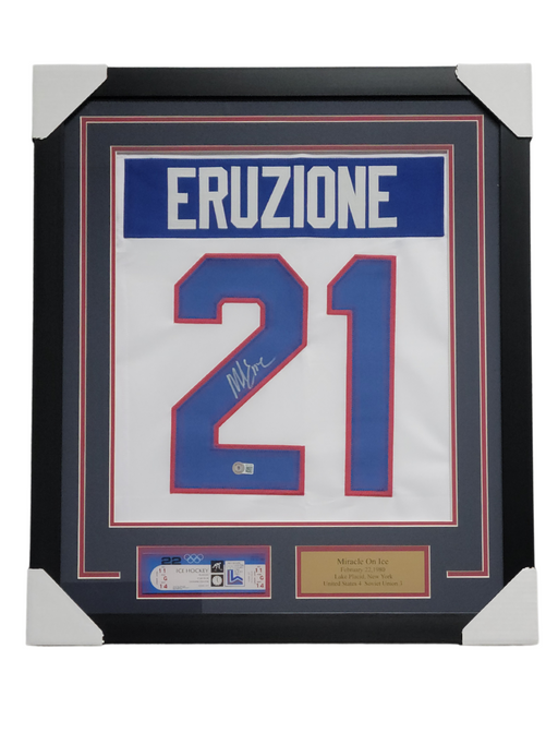 Mike Eruzione Signed & Professionally Framed Custom USA Jersey Shadow Box Display