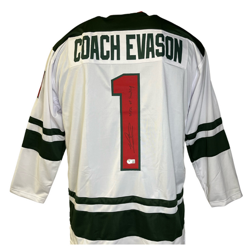 Dean Evason Signed Custom White 'Coach Evason' Jersey w/ 'State of Hockey'
