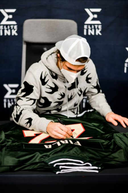 Kevin Fiala Signed Custom Green Hockey Jersey