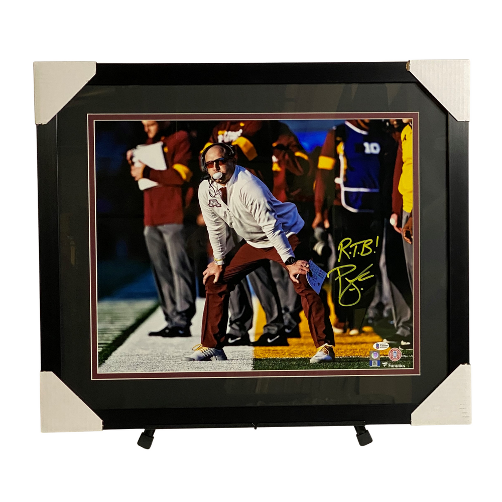 PJ Fleck Sidelines Signed & Professionally Framed 16x20 Photo w/ 'RTB'