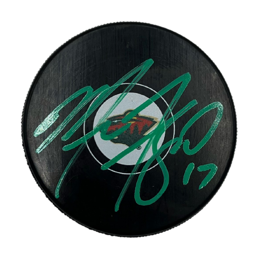 Marcus Foligno Signed Wild Logo Puck