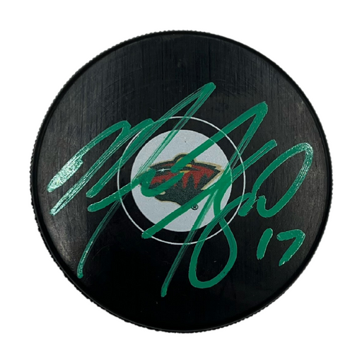 Marcus Foligno Signed Wild Logo Puck