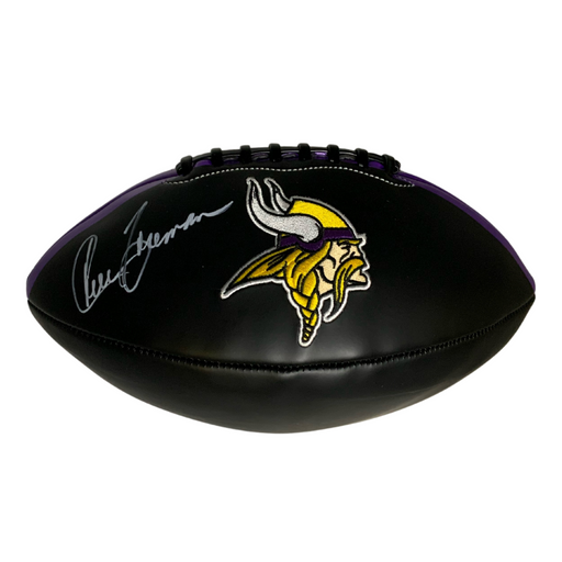 Chuck Foreman Signed Black Vikings Logo Football
