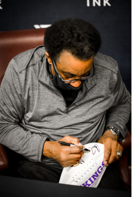 Chuck Foreman Signed White Vikings Logo Football