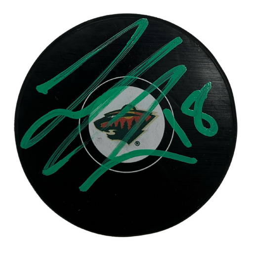 Jordan Greenway Signed Wild Logo Puck