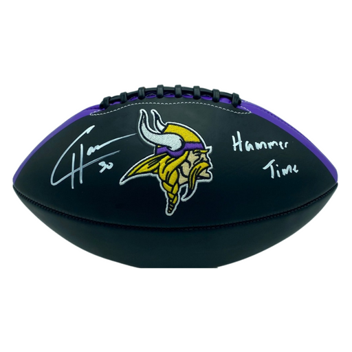 CJ Ham Signed Minnesota Vikings Black Football w/ 'Hammer Time'