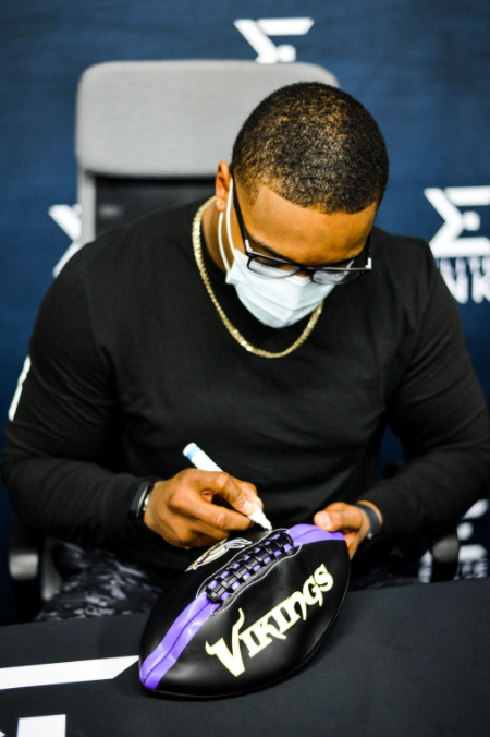 CJ Ham Signed Minnesota Vikings Black Football w/ 'Hammer Time'