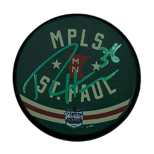 Ryan Hartman Signed Winter Classic Logo Puck