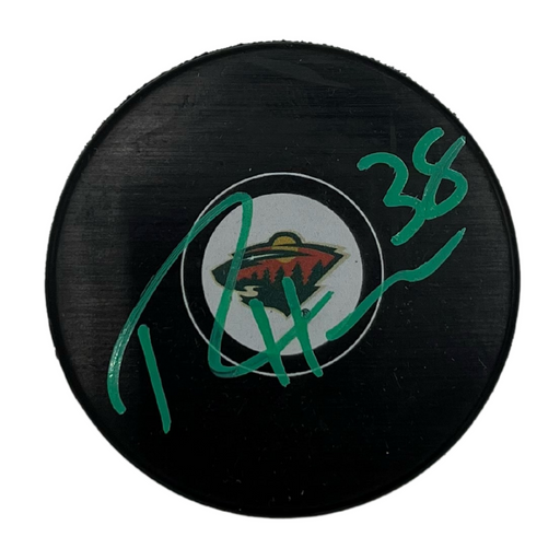 Ryan Hartman Signed Wild Logo Puck