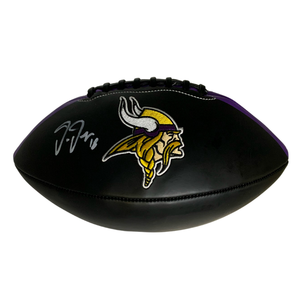 Justin Jefferson Signed Black Vikings Logo Football