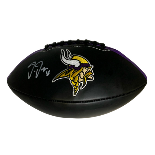 Justin Jefferson Signed Black Vikings Logo Football
