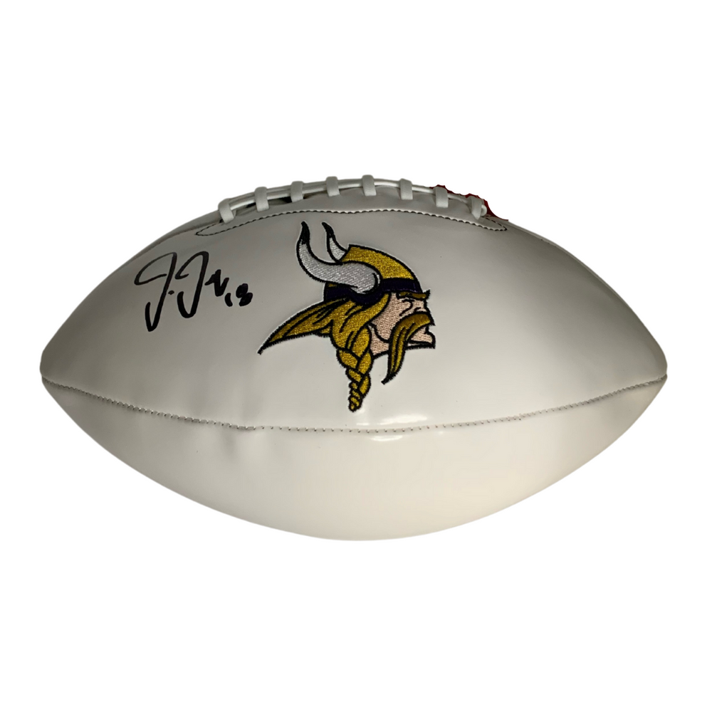 Justin Jefferson Signed White Vikings Logo Football