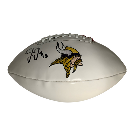 Justin Jefferson Signed White Vikings Logo Football
