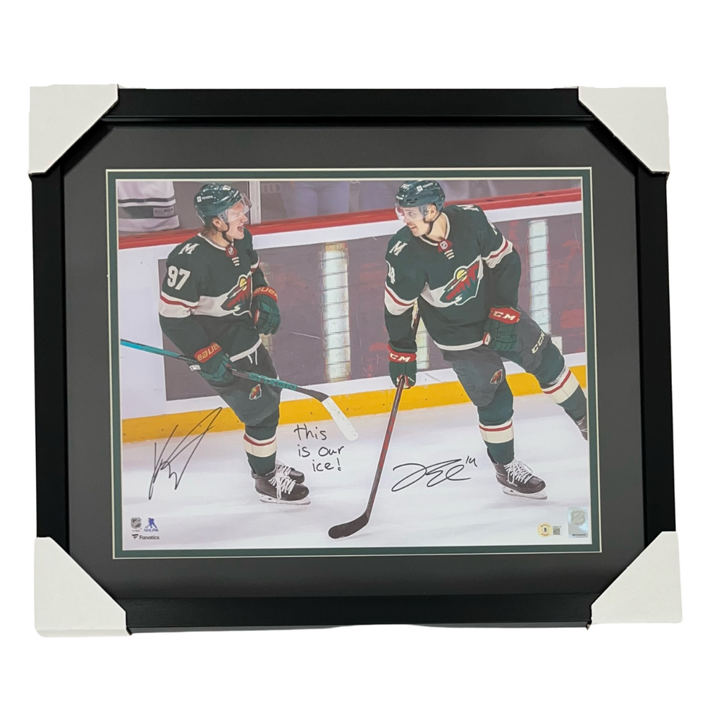 Kirill Kaprizov & Joel Eriksson Ek Dual Signed & Professionally Framed 16x20 Photo w/ 'This is our ice'