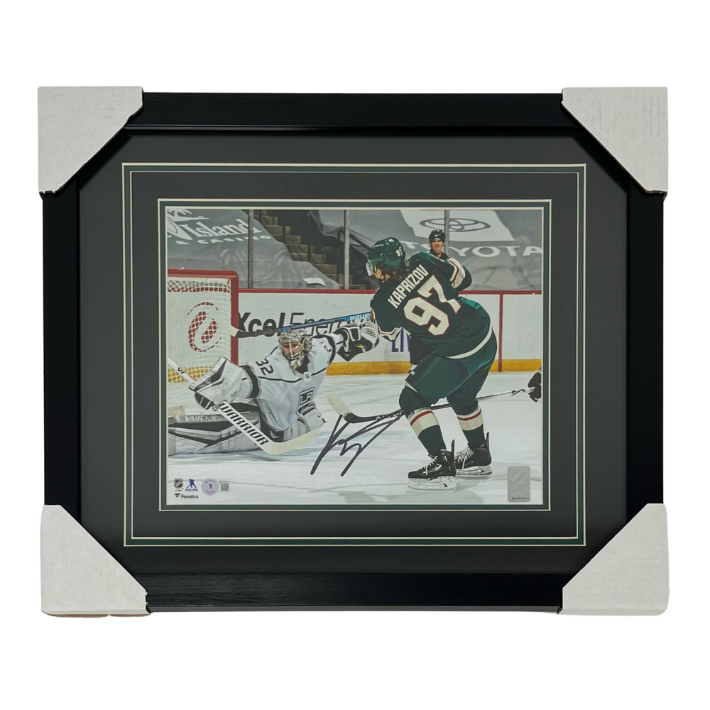 Kirill Kaprizov, #2, Goalie White Jersey, Signed & Professionally Framed 11x14 Photo