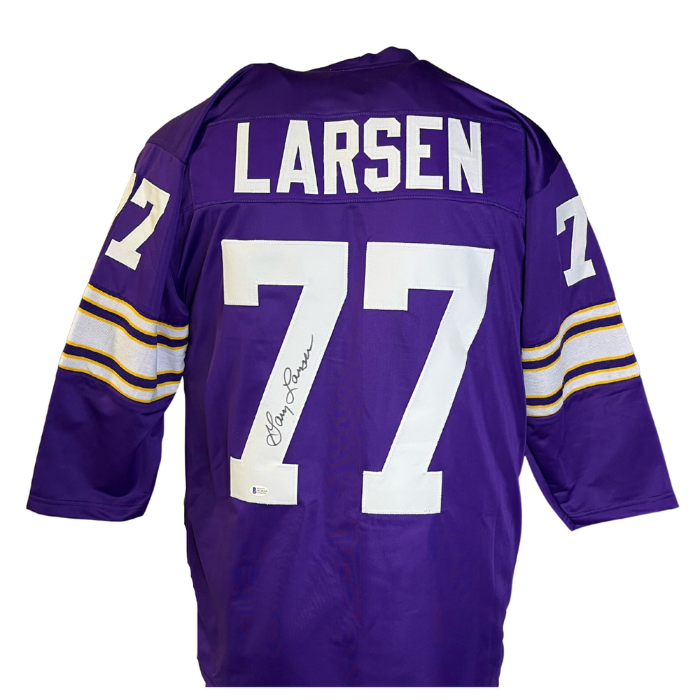 Gary Larsen Signed Custom Purple Football Jersey
