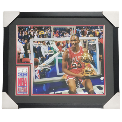 Michael Jordan Sitting on Rim Professionally Framed 16x20 Replica Ticket Display