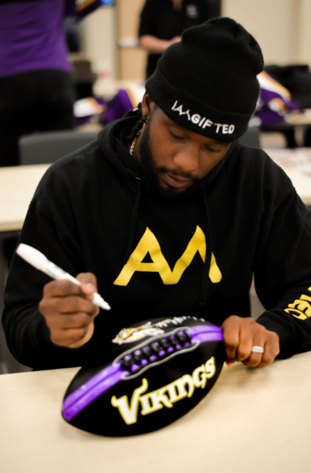 Alexander Mattison Signed Minnesota Vikings Black Logo Football