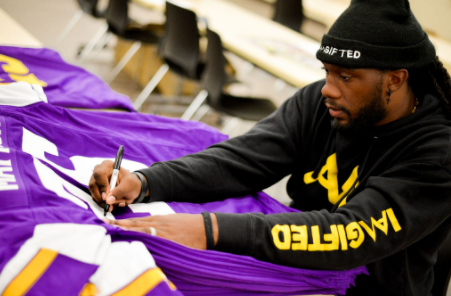 Alexander Mattison Signed Custom Purple Football Jersey w/ 'The Great'