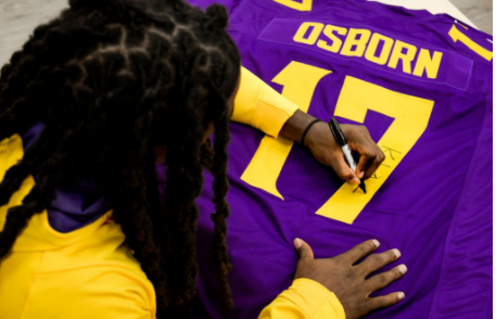 KJ Osborn Signed Custom Holiday Football Jersey