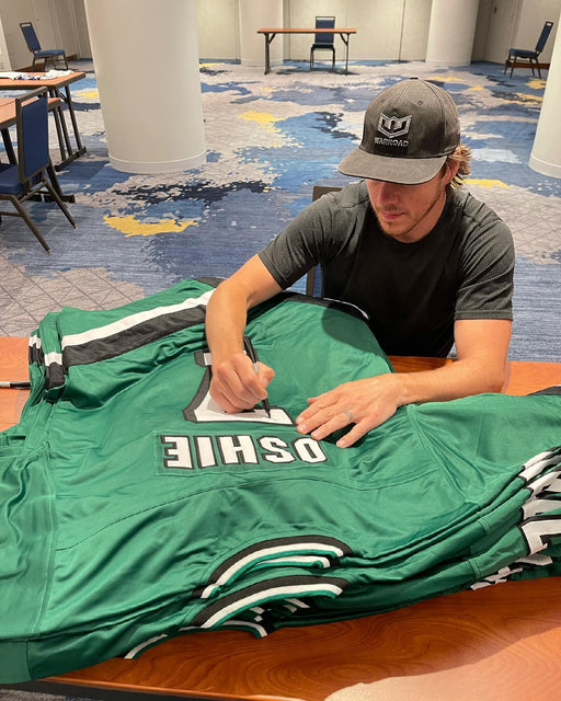 TJ Oshie Signed Custom Green College Hockey Jersey