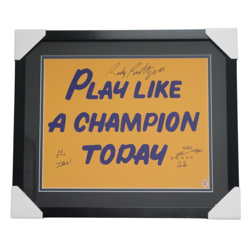 Rudy Ruettiger Signed & Professionally Framed 16x20 Photo w/ Inscription 'Go Irish!'