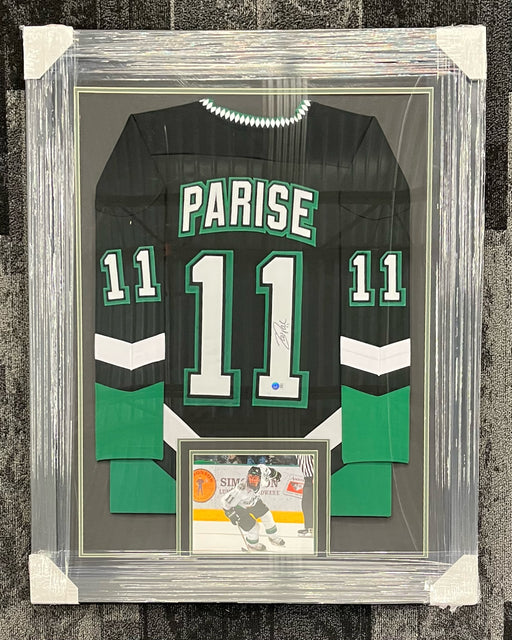 Zach Parise Signed & Professionally Framed Custom Black College Hockey Jersey