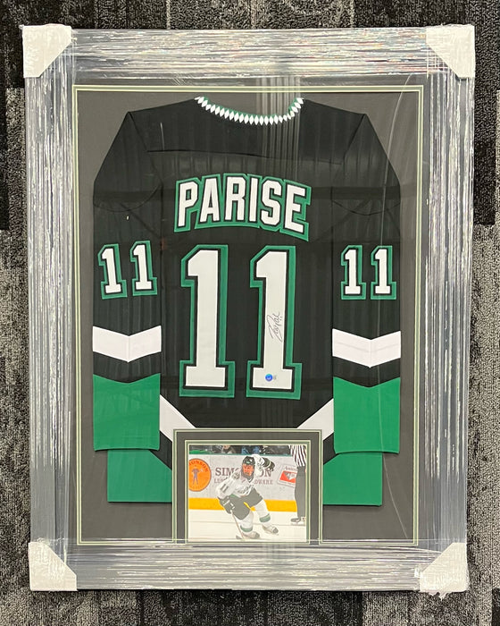 Zach Parise Signed & Professionally Framed Custom Black College Hockey Jersey